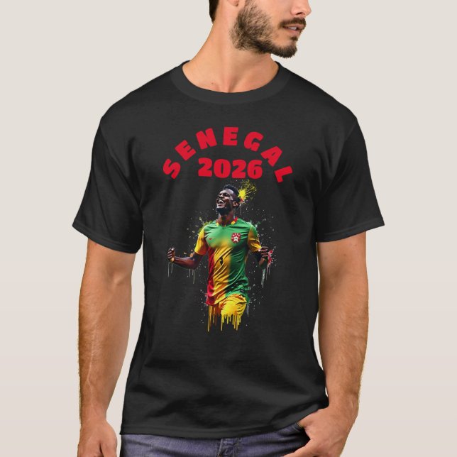 T-shirt Football Soccer Goal Celebration Senegal Flag 2026 (Devant)