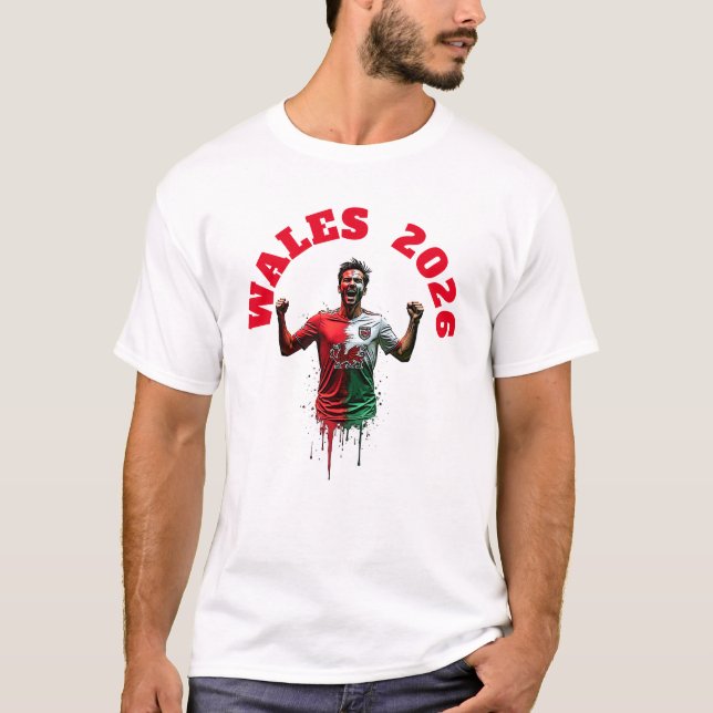 T-shirt Football Soccer Goal Celebration Wales Flag 2026 (Devant)