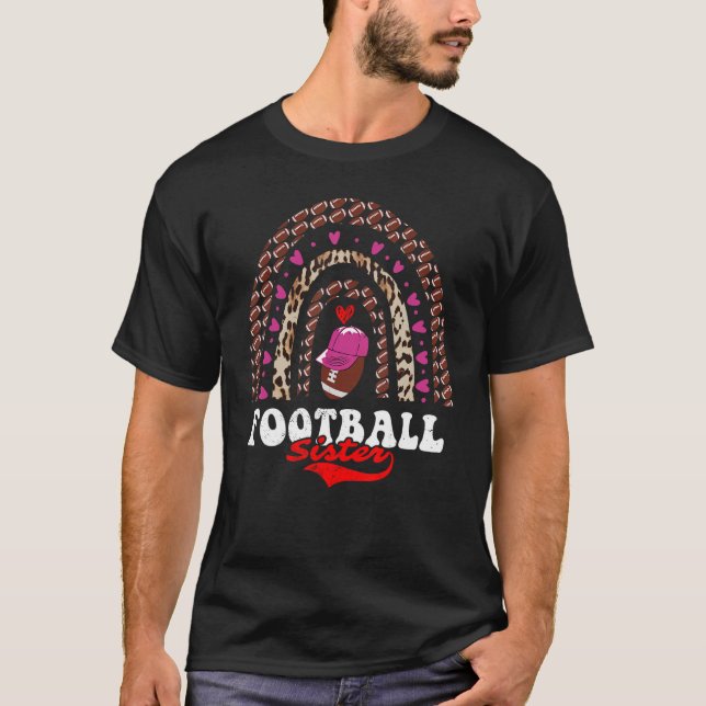 T-shirt Football Soeur Américain Football Leopard Arc-en-c (Devant)
