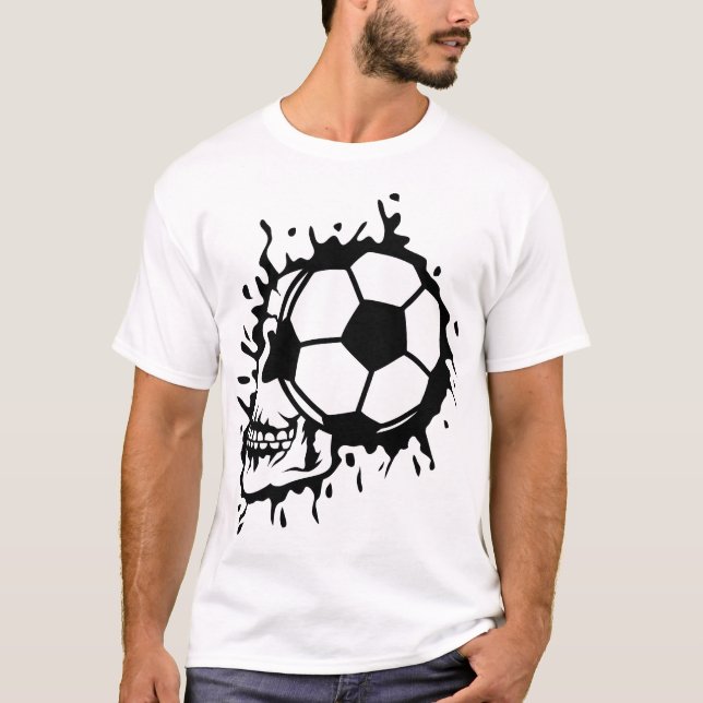 T-shirt football tete de mort profil ballon (Devant)