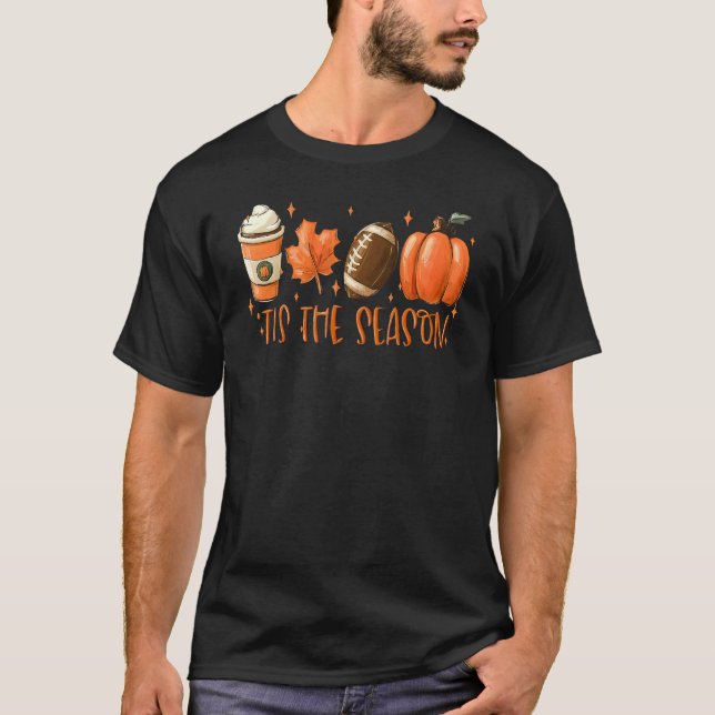 T-shirt Football Thanksgiving Automne Citrouille Cute Latt (Devant)