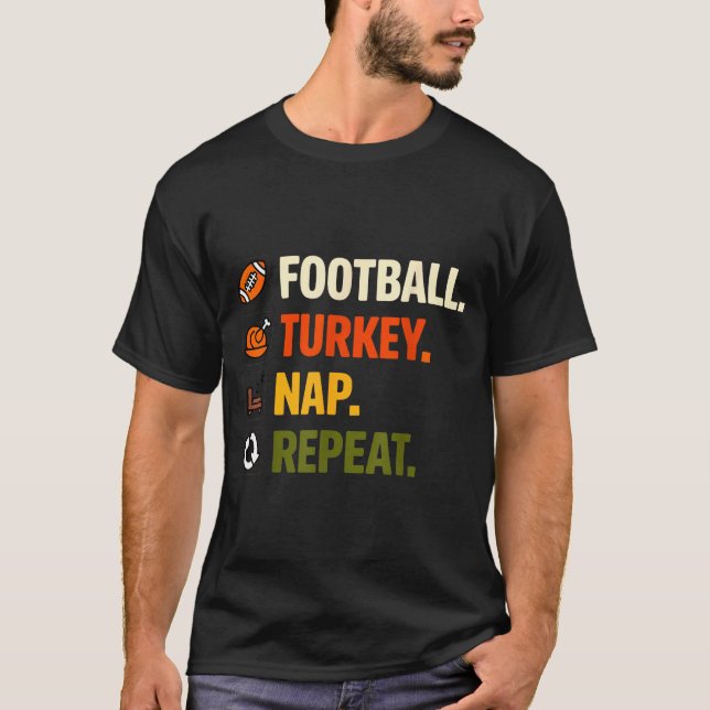 T-shirt Football Turkey Thanksgiving For Kids Boys Men  (Devant)