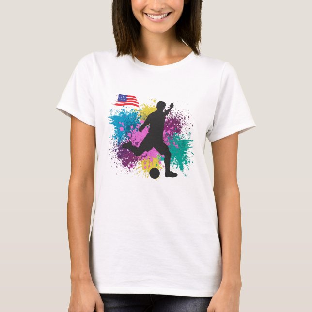 T-shirt Football USA Grungy Couleur Splashes (Devant)