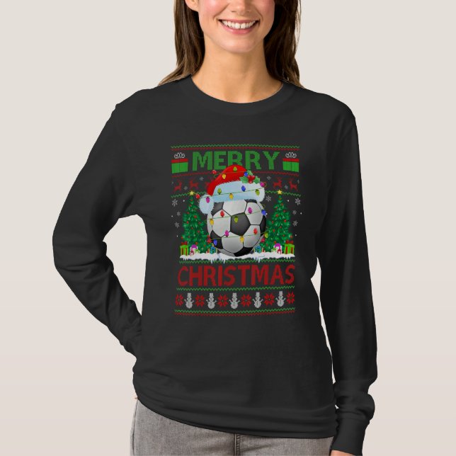 T-shirt Football   Xmas Tree Ugly Santa Football Christmas (Devant)