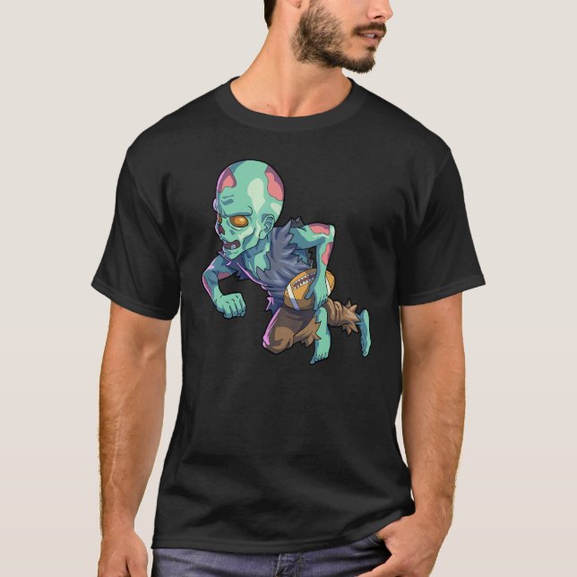 T-shirt Football Zombie Halloween Men Boys Football Hallow (Devant)