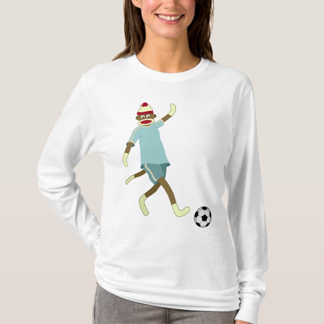T-shirt Footballeur de singe de chaussette (Devant)