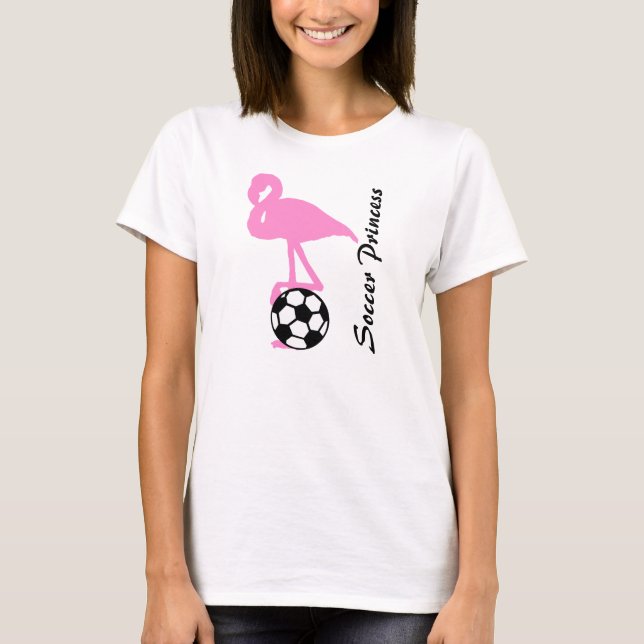 T-shirt Footballeuse Princesse Flamant Rose (Devant)