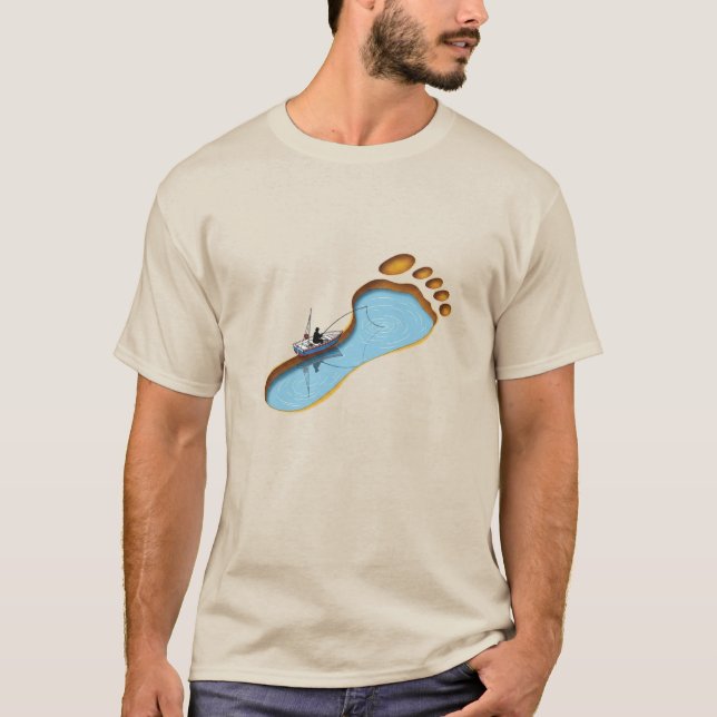T-shirt Footprint Lake - Surreal Fishing Art (Devant)