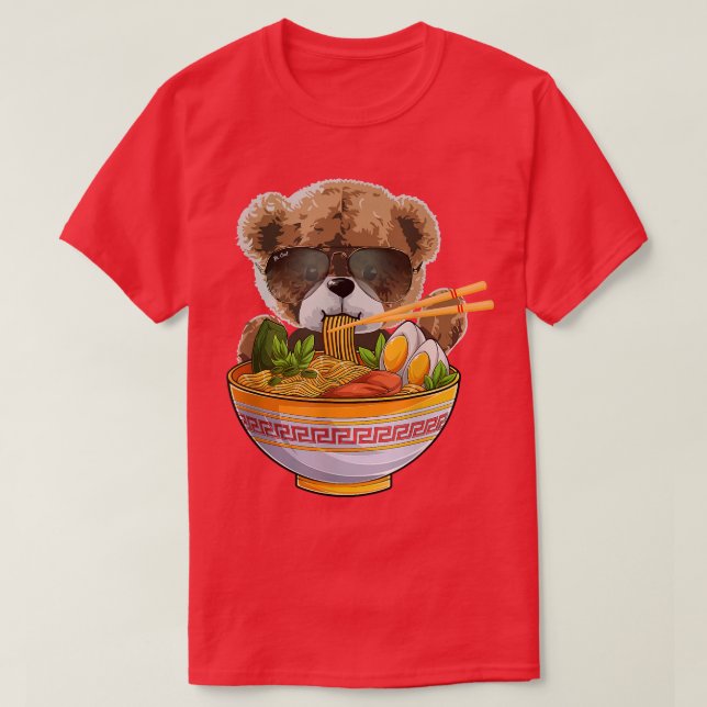 T-shirt For Bear Lover & Japanese Food, Cute Kawaii Ramen  (Design devant)