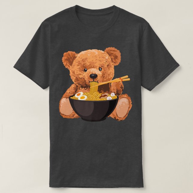 T-shirt For Bear Lover & Japanese Food, Cute Kawaii Ramen  (Design devant)