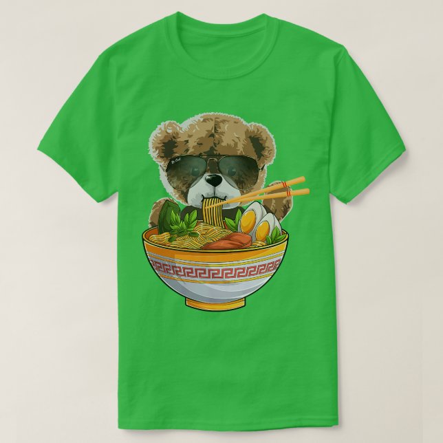 T-shirt For Bear Lover & Japanese Food, Cute Kawaii Ramen  (Design devant)