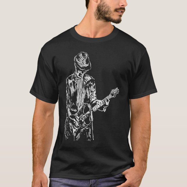 T-shirt for guitarists and rocker retro guitars (Devant)