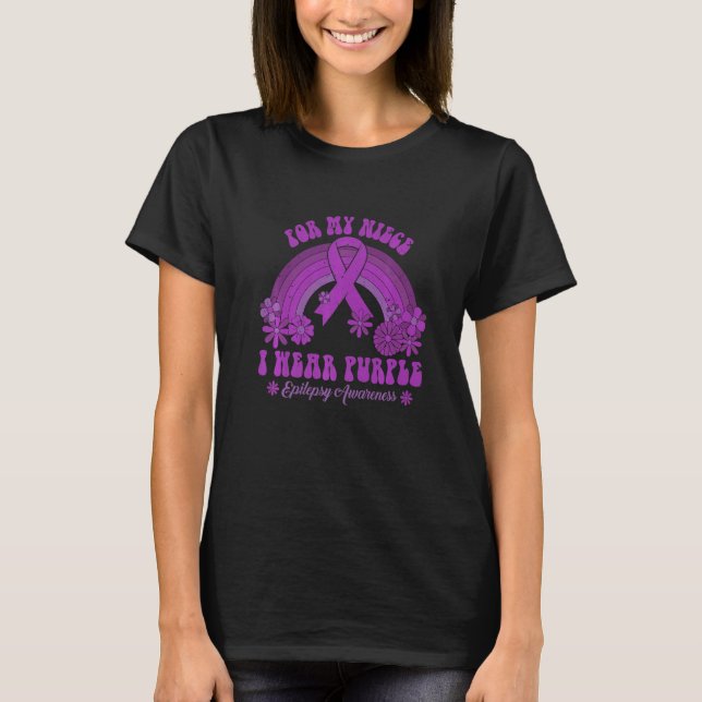 T-shirt For My Niece I Wear Purple Epilepsy Awareness Rain (Devant)