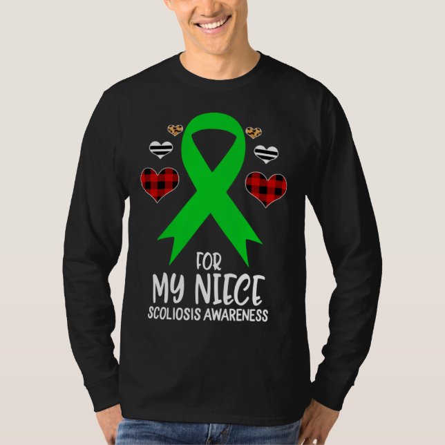 T-shirt For My Niece Scoliosis Awareness Ribbon Leopard Bu (Devant)
