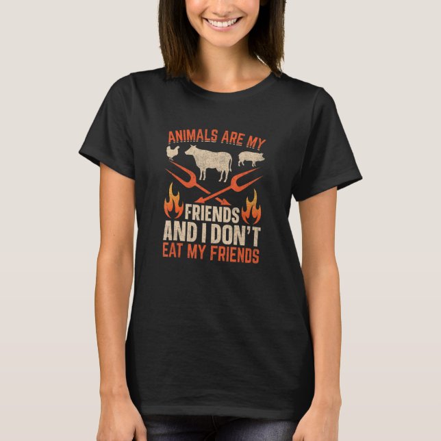 T-shirt For Plant Powered vegan people animals are my frie (Devant)