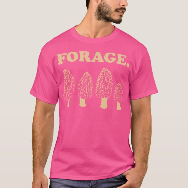 T-shirt Forage Morel Chasseur de champignons Tan Couleur E (Devant)