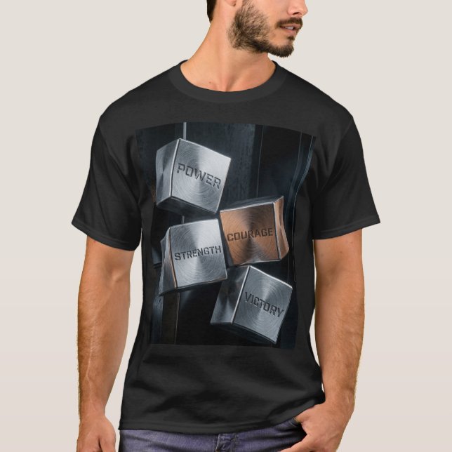 T-shirt FORCE DE CARACTÈRE COURAGE VICTOIRE - Cubes en mét (Devant)