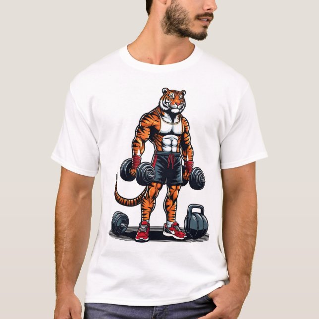 T-shirt "Force du tigre : entraînement de gym à la vapeur" (Devant)