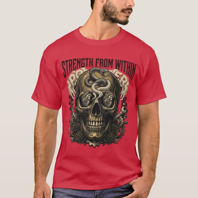 T-shirt Force Intérieure - Crâne Gothique & Tatouage de Se (Devant)