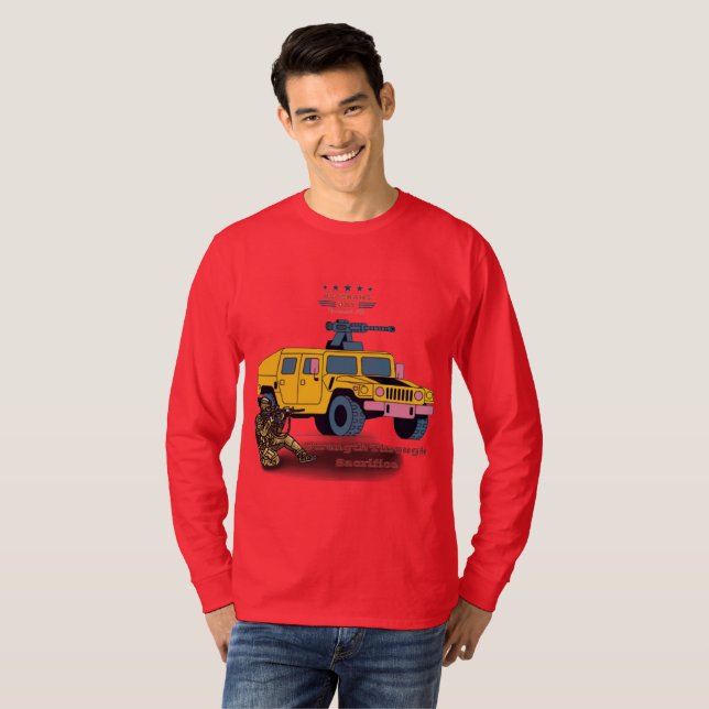 T-shirt Force par le sacrifice rouge (Devant entier)