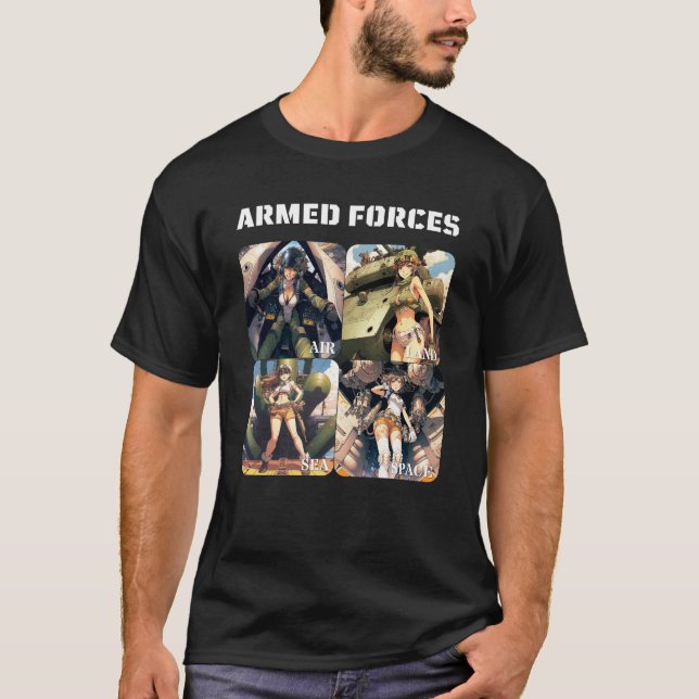 T-shirt Forces armées - Terre, mer, air, espace - Pinup gi (Devant)