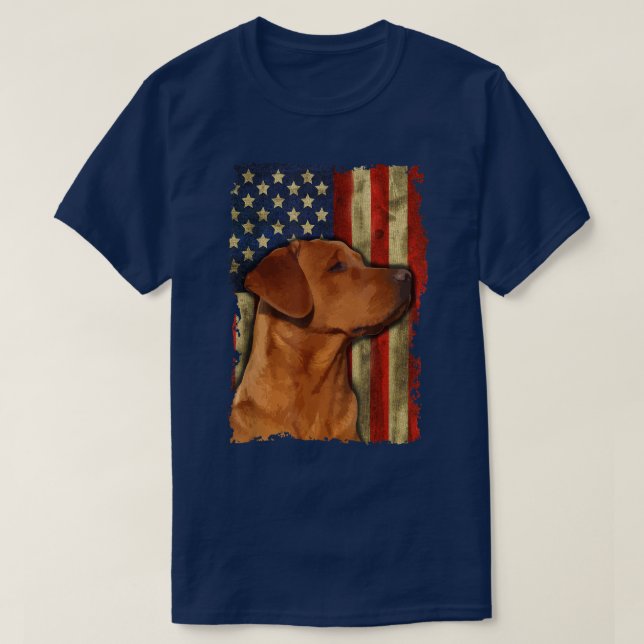 T-shirt Fored Labrador Retriever US Flag Fo Red Labrador D (Design devant)
