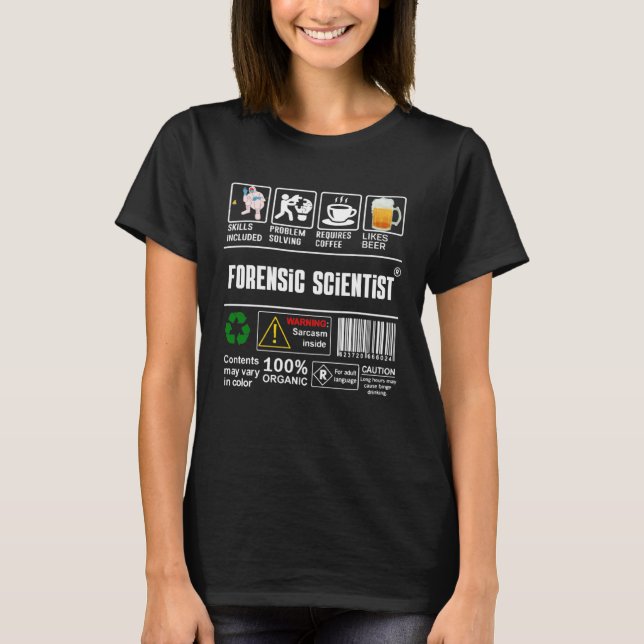 T-shirt Forensic Scientist Packaging & Handling Étiquette  (Devant)