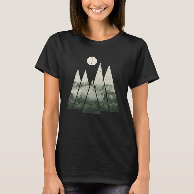 T-shirt FOREST Foggy Woods Nature Minimalism Geometric  1 (Devant)