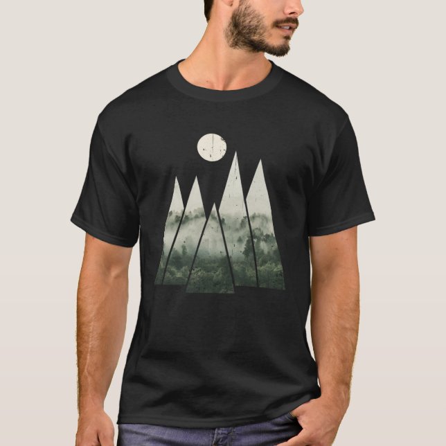 T-shirt FOREST Foggy Woods Nature Minimalism Geometric  1 (Devant)