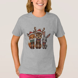 T-shirt Forest Friends Noël – Animaux de la Forêt pour Enf