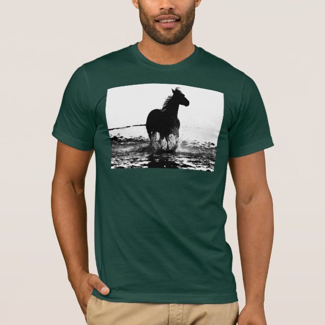 T-shirt Forest Green Runse Horse Élégant Moderne Pop Art (Devant)