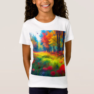 T-Shirt Forêt avec des arbres et des fleurs colorés