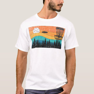 T-shirt Forêt d'arbre de golf Vintage Retro Frisbee Disk