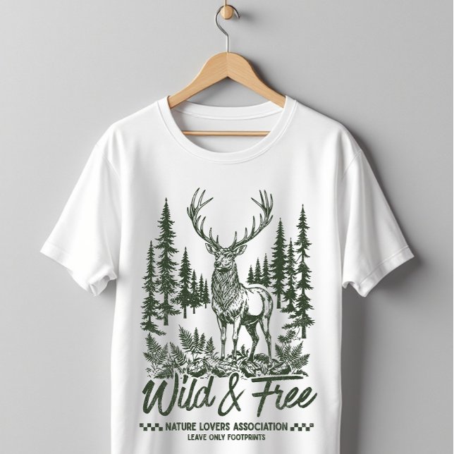 T-shirt Forêt de cerfs sauvages et libres Nature (Créateur téléchargé)
