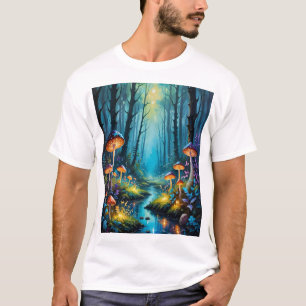 T-shirt Forêt de champignons Enchantée Imaginaire brillant