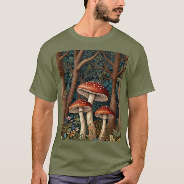 T-shirt Forêt de champignons rétro (Devant)