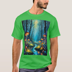 T-shirt Forêt de champignons Scène de lumière magique Tee