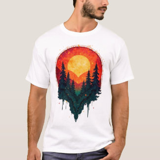 T-shirt Forêt de coucher de soleil