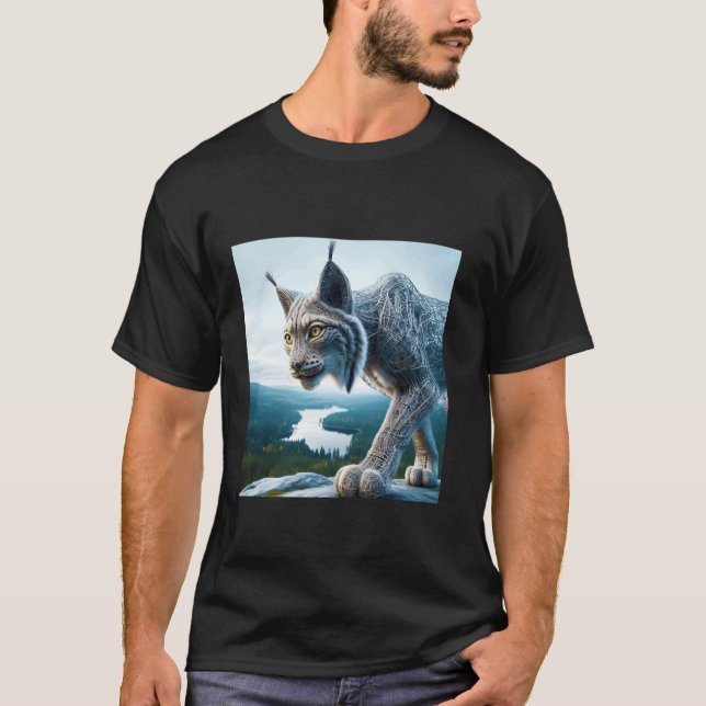 T-shirt Forêt de lynx câblée fantastique (Devant)