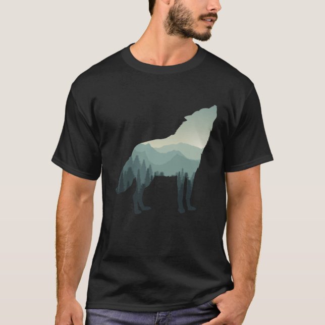 T-shirt Forêt de montagne Wolf Howling (Devant)