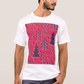 T-shirt Forêt de Noël : Papier peint en silhouette d'hiver