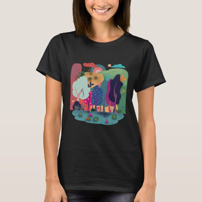 T-shirt Forêt de pluie calme et colorée  (Devant)