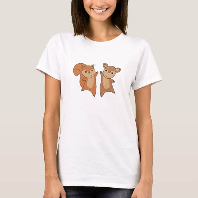 T-shirt Forêt d'écureuils de cerfs Animaux mignons (Devant)