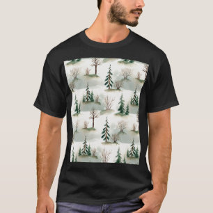 T-shirt Forêt d'hiver : Flou vert à main