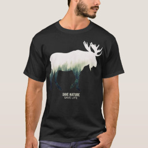 T-shirt Forêt d'orignal Animaux Nature Environnement Sauva
