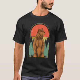 T-shirt Forêt d'ours Brown Arbres Animaux Rétro Nature Our