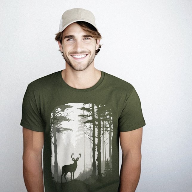 T-shirt Forêt du cerf Silhouette (Deer Silhouette Forest T-Shirt)