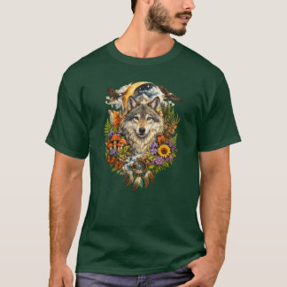 T-shirt Forêt Fantastique du Loup Mystique | PNG Transpare