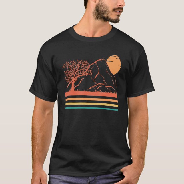 T-shirt Forêt Naturelle Extérieure Avec Coucher De Soleil  (Devant)