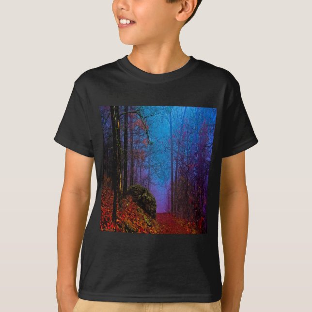 T-shirt Forêt peinte d'automne brume violette (Devant)